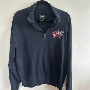 NHL Columbus Blue Jackets Men’s Large 1/4 Zip Navy Sweatshirt